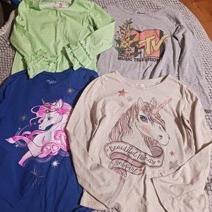 4 piece lot girls size 7 7/8 8 long sleeved tees children's place, MTV, ruffles